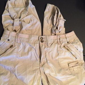 crop, pants, tan, zipper accents, 14 petite